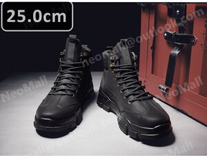 1スタ 新品 メンズ ショートブーツ 【973】 ブラック 25.0cm メンズ靴 シューズ メンズ 防寒 防滑 冬用靴