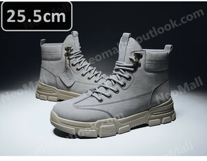 1スタ 新品 メンズ ショートブーツ 【973】 グレー 25.5cm メンズ靴 シューズ メンズ 防寒 防滑 冬用靴