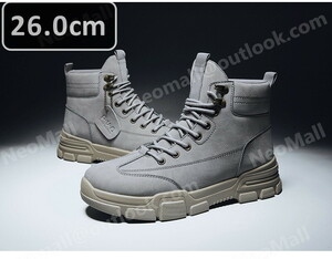 1スタ 新品 メンズ ショートブーツ 【973】 グレー 26.0cm メンズ靴 シューズ メンズ 防寒 防滑 冬用靴