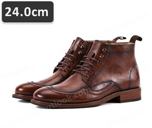  including carriage * original leather cow leather men's short boots Brown size 24.0cm leather shoes shoes casual . bending . commuting light weight imported car goods [n055]