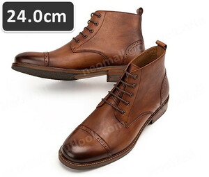  including carriage * original leather cow leather men's short boots Brown size 24.0cm leather shoes shoes casual . bending . commuting light weight imported car goods [n051]