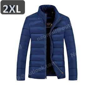 新品 メンズ ダウンジャケット ブルー 2XLサイズ 【982】 白鴨のダウン90% ライトダウンジャケット 防寒 暖かい インポート品