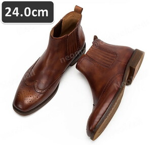  including carriage * original leather cow leather men's short boots Brown size 24.0cm leather shoes shoes casual . bending . commuting light weight imported car goods [n054]