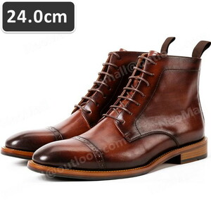  including carriage * original leather cow leather men's short boots Brown size 24.0cm leather shoes shoes casual . bending . commuting light weight imported car goods [n048]