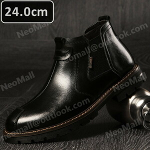  original leather cow leather men's Shute boots black size 24.0cm leather shoes shoes casual . bending . commuting light weight imported car goods [n022]