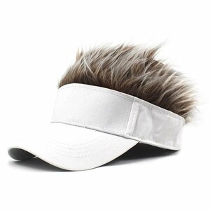 ウィッグ付サンバイザー 帽子 カツラ ウィッグヘア 髪の毛付き ウィッグ付き アウトドア スポー ゴルフ n548-B コーヒー