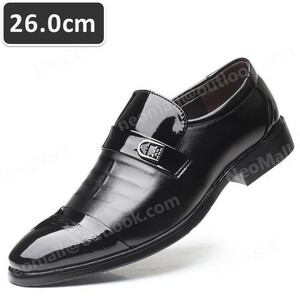 PUレザー メンズ ビジネスシューズ ブラック サイズ 26.0cm 革靴 靴 カジュアル 屈曲性 通勤 軽量 インポート品【n035】