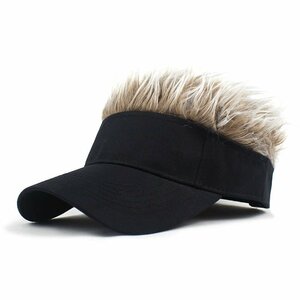 ウィッグ付サンバイザー 帽子 カツラ ウィッグヘア 髪の毛付き ウィッグ付き アウトドア スポー ゴルフ n548-A コーヒー