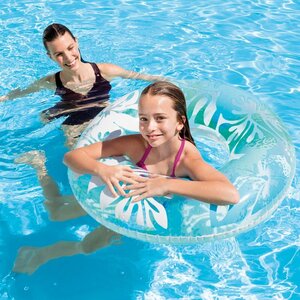  надувной круг голубой ослабленное крепление . взрослый ребенок совместного пользования размер 91cm плавание кольцо гибискус для взрослых детский INTEX 59251