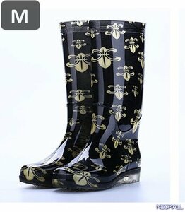  rain measures .* rain boots [504] M size black waterproof rain shoes lady's rain shoes boots rainy season measures . slide waterproof rain snow clear weather combined use 