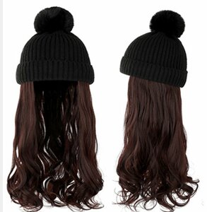  wig attaching knitted cap knitted cap / black wig color /C long he Ahkah Louis me changer . color change cosplay n467