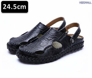  summer . exactly!! * leather sandals 24.5cm black [331] summer casual sandals sandals slippers 
