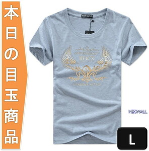 今日の目玉 ☆ 丸首 半袖 Tシャツ【294】グレー Lサイズ トップス お洒落 シンプル 春夏