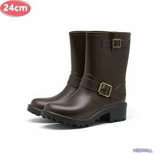  rain measures .* lady's stylish rain boots [495] 24.0cm Brown rain shoes rain shoes rainy season measures . slide waterproof rain snow clear weather combined use 