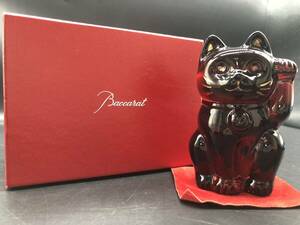 美品 Baccarat バカラ ラッキーキャット 招き猫 置物 ネコ C1350