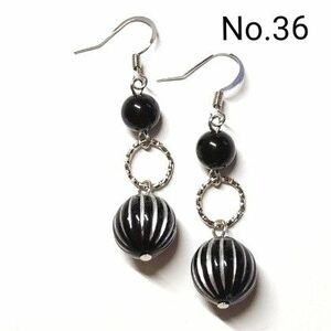 No.36 ハンドメイドピアス イヤリング アクセサリー アンティークシルバービーズ