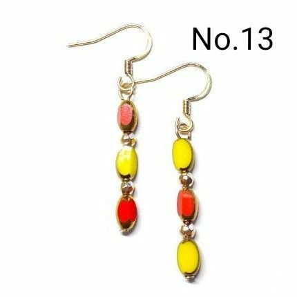 No.13 ガラスビーズピアス イヤリング ハンドメイド アクセサリー