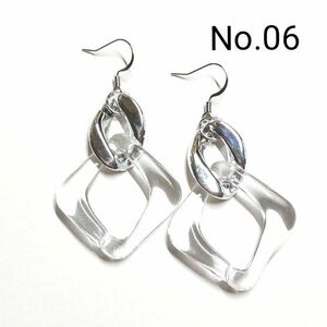 No.06 クリアパーツピアス イヤリング ハンドメイド アクセサリー 【2点目以降1点300円】