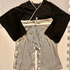 袴ロンパース　90 ブラック　 男の子 ベビー服 お正月 着物