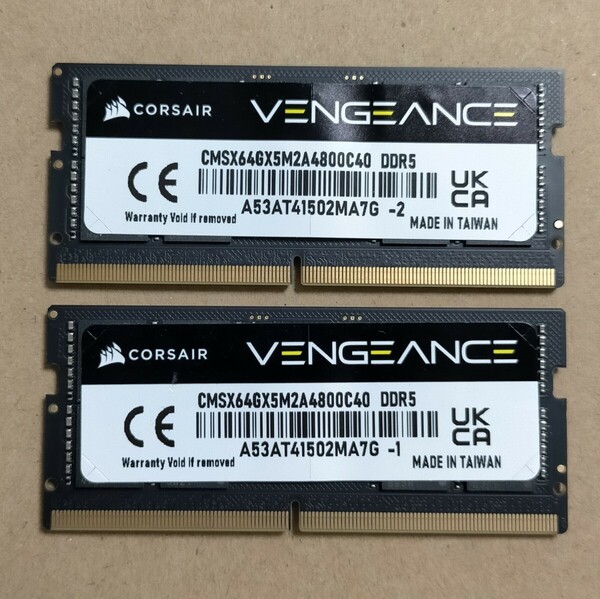 CORSAIR VENGEANCE DDR5 4800MHz ノートPC Sodimm　メモリー 　32GBx2 計64GB