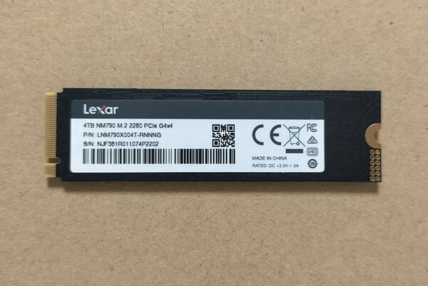 Lexar NM790高速PCIe4.0 Gen4 x4M.2 NVMe 2280 サイズ SSD 4TB 1枚