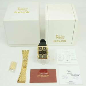 1円【美品】ICE LINK アイスリンク/4 TIMEZONE GENERARION メンズクォーツ/GZS-YBY/09