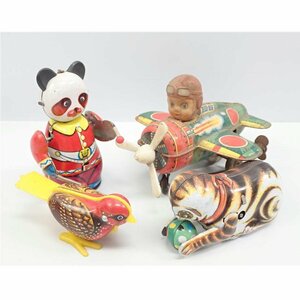 1 jpy [ Junk ] / tin plate zen my type toy 0 war bird futoshi hand drum Panda cat that time thing /62