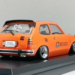 1/43 ノレブ Honda Civic 1200 RS (1974） 改 アルミ 深リム ローダウン 改造 シビック F/Rスポ BAVDAVIS他 デカール カスタム 注意あり の画像2