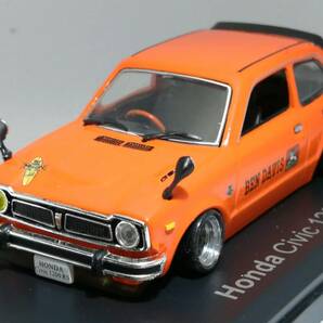 1/43 ノレブ Honda Civic 1200 RS (1974） 改 アルミ 深リム ローダウン 改造 シビック F/Rスポ BAVDAVIS他 デカール カスタム 注意あり の画像5