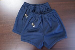 2 pieces set new goods 150 size ni Thai dark blue knitted short bread short pants school gym uniform physical training put on nittai