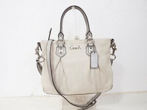  Coach COACH 2way bag shoulder / hand F20342 leather white / silver #