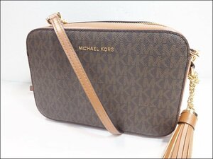 美品 MICHAEL KORS/マイケルコース◆チェーンショルダーバッグ レザー MK ブラウン系 本体のみ