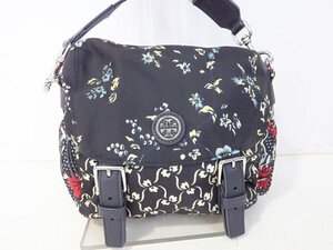 トリ―バーチ TORYBURCH ショルダーバッグ ナイロン 花柄 ネイビー/ブラック