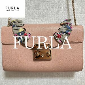 【極美品】FURLA フルラ レザー ショルダーバッグ くすみピンク