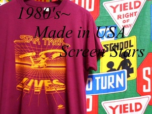 ★アメリカンムービーの1枚★Made in USA製アメリカ製Screen StarsスクリーンスターズビンテージスタートレックプリントTシャツ80s80年代XL