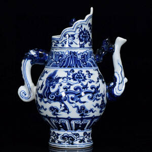 ▽鴻▽明 宣德年製款 青花 龍紋壺 古陶瓷品 置物 古賞物 中国古玩 中国古美術