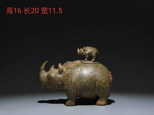 ▽鴻▽ 戦 青銅製 犀牛尊 置物 古賞物 中国古玩 中国古美術