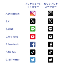 SNSアイコン+アカウント名 ステッカー オリジナル 防水シール カラー19色 Instagram Twitter YouTube_画像2