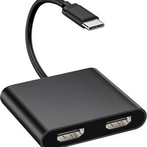 HDMI 変換アダプター Type-C マルチディスプレイアダプタ 3画面 4Kx2K映像出力 2ポートデュアルモニター ハブ 分配器 MacBook/Surface Go
