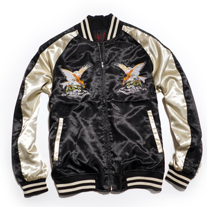 [ новый товар ] Japanese sovenir jacket Hsu алый a жакет # M размер / черный чёрный Eagle .# мир рисунок вышивка атлас SKAb119
