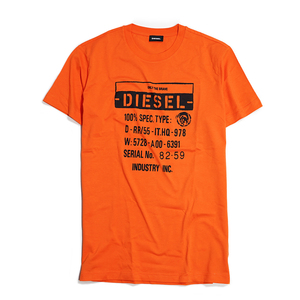 【新品本物 EU購入】DIESEL ディーゼル■ Graphic Tee ■ オレンジ / L ■スリムフィット グラフィック ロゴT タイト Tシャツ 0091A
