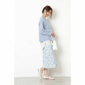 新品★NATURAL BEAUTY BASIC [洗える]バイカラースカート M