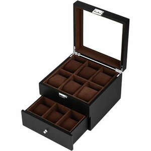  new goods Baskiss 1 2 ps clock display high class watch box -s2 layer wristwatch storage box wooden clock case 196