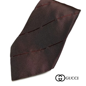 【中古　美品】★GUCCI★グッチ★　ネクタイ　ワインレッド系/光沢感あり　シルク100％　イタリア製　100139