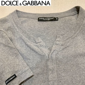 【中古　美品】★DOLCE＆GABBANA★ドルチェ＆ガッバーナ★　ヘンリーネック　Tシャツ　グレー　ストレッチ　size46　イタリア製　100159