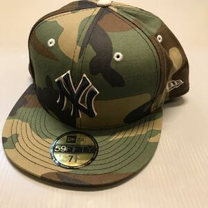 未使用！NEWERA ニューエラ 59FIFTY ヤンキース MLB公認 迷彩 カモフラージュ キャップ 帽子 サイズ7 5/8(60,6cm) レア！
