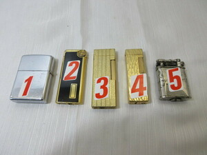 719* gas * oil lighter 5 piece set smoking . old tool Showa Retro that time thing *