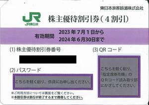 【番号通知】JR東日本　株主優待割引券　4割引　2024年6月末迄　東日本旅客鉄道株式会社