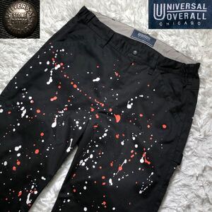 【極美品】UNIVERSAL OVERALL ユニバーサルオーバーオール ペインターパンツ　ペンキ　M ブラック　ワーク　イージーパンツ　裾絞り　