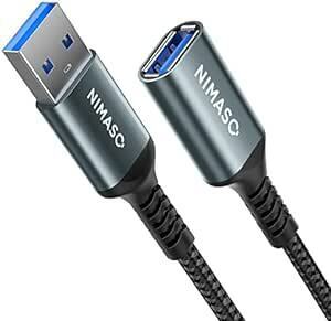 NIMASO USB 延長ケーブル USB3.0規格 0.5m (タイプAオス - タイプAメス) USB 延長 コード グレ